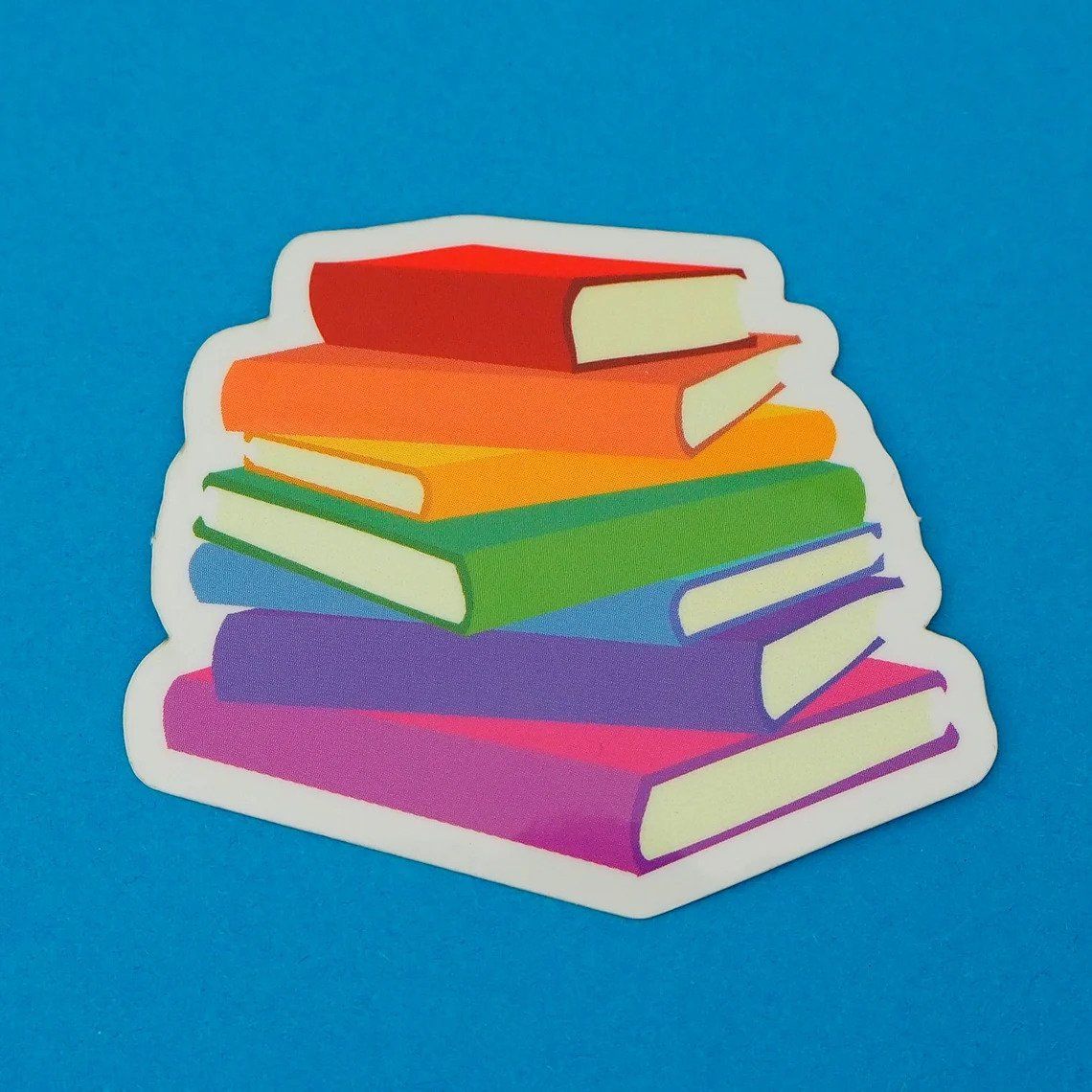 simple rainbow book stack