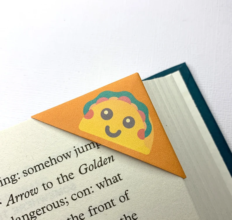 Image of a taco themed page corner bookmark.