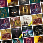 a collage of the covers of the lesbian fantasy audiobooks listed