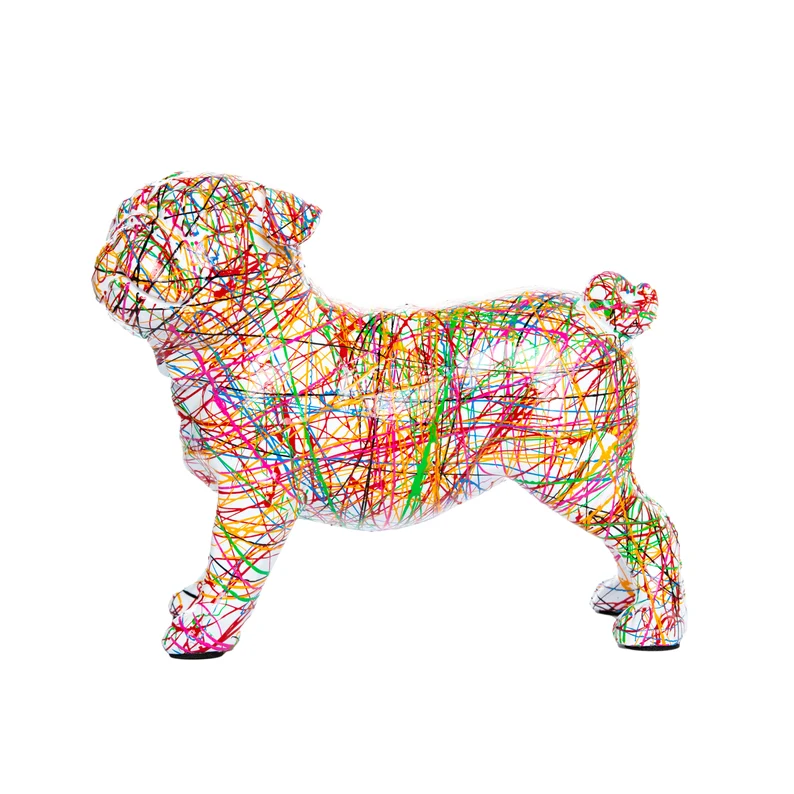 brightly colored statue in the shape of a bulldog. 