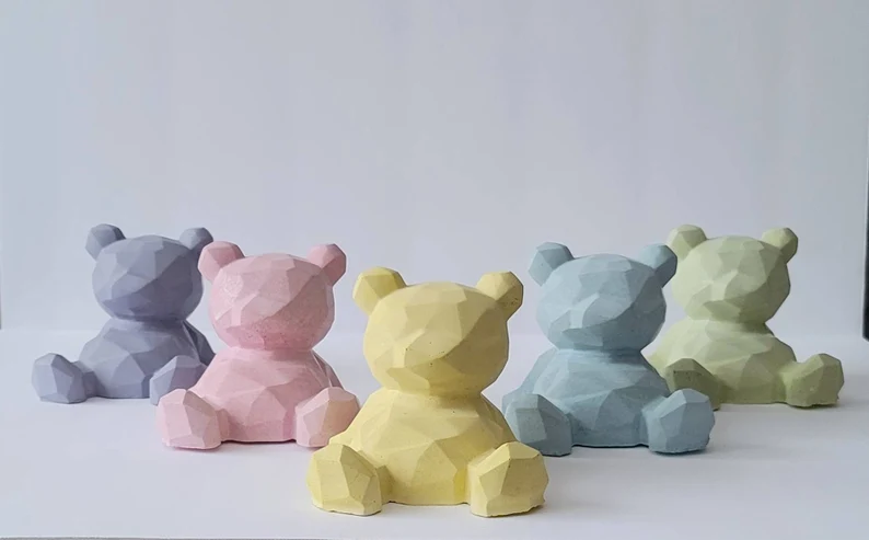 Image of five pastel colored bear bookends