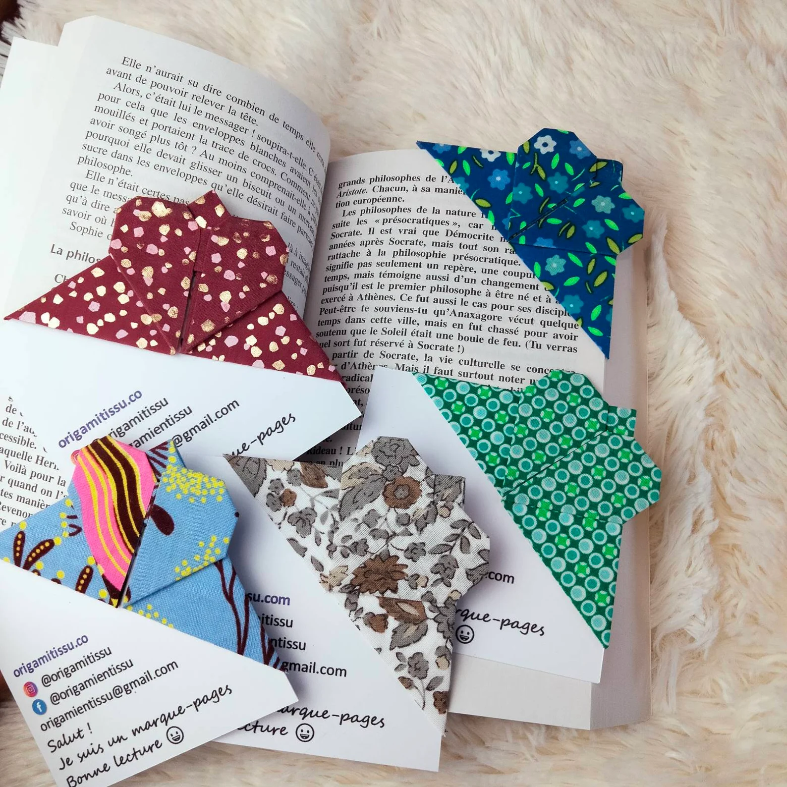 Cloth heart bookmarks