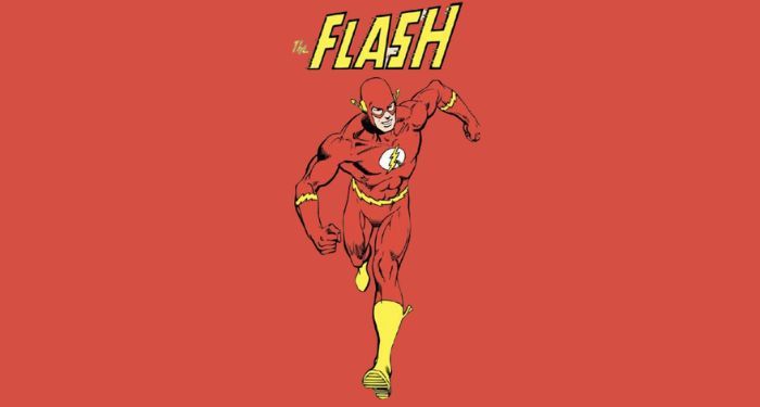 DC's The Flash comics character mid run against a red background