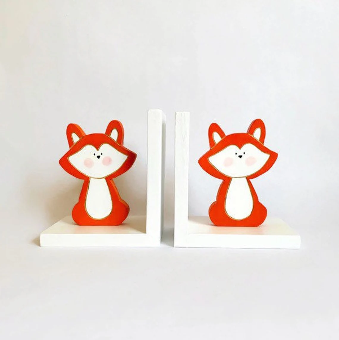 Set of two cute fox bookends