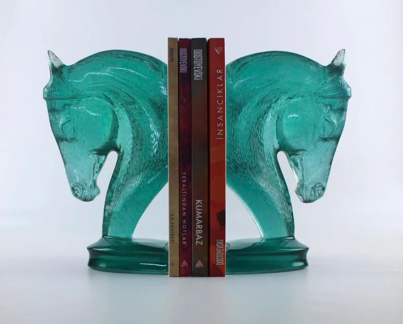 sea foam green horse bookends