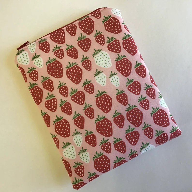 Strawberry fabric book sleeve