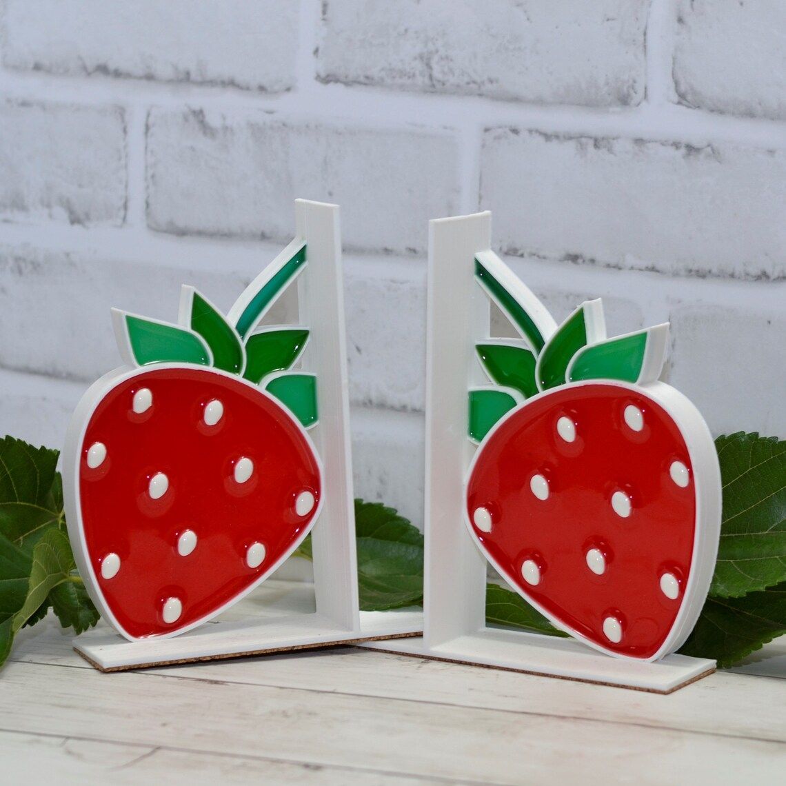 Set of strawberry bookends