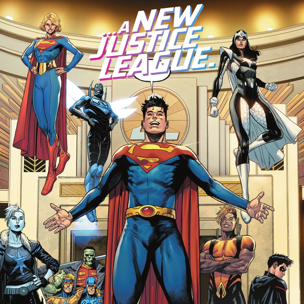 a page from Dark Crisis #1 declaring a new Justice League