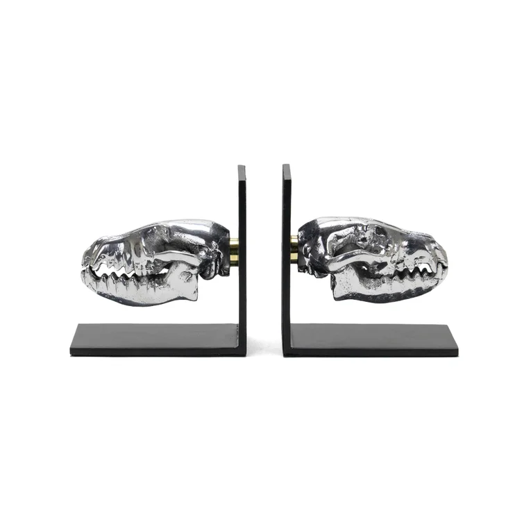 Metallic Fox Skull Bookends