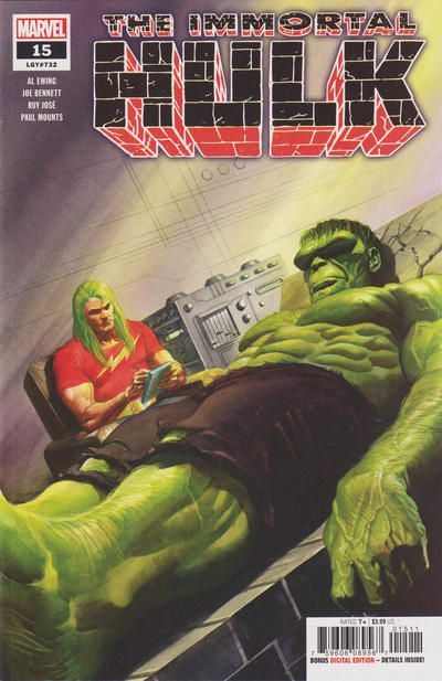 The cover of The Immortal Hulk #15. The Hulk lies on a therapy 