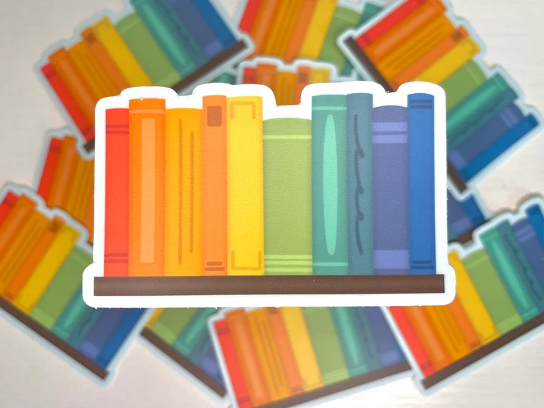 Image of a rainbow bookshelf magnet