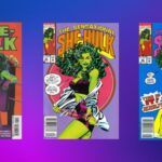 collage of three She Hulk comics covers