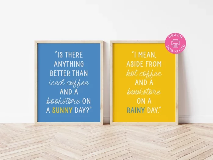 Book Lovers pair of quote prints