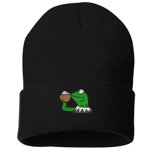 Kermit Not My Business Logo Embroidered Cuffed Knit Winter Unisex Beanie
