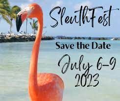 sleuthfest book festival information with flamingo