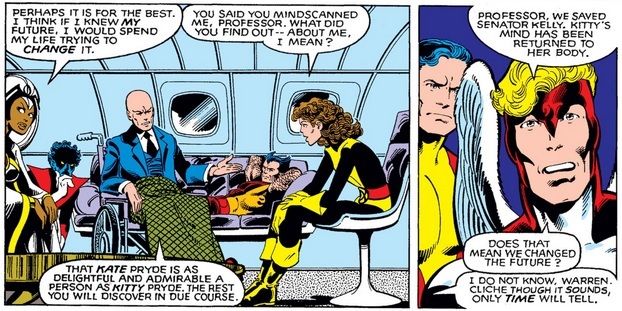 From Uncanny X-Men #142. Kitty and Angel discuss what the future is like and whether their actions made any difference.