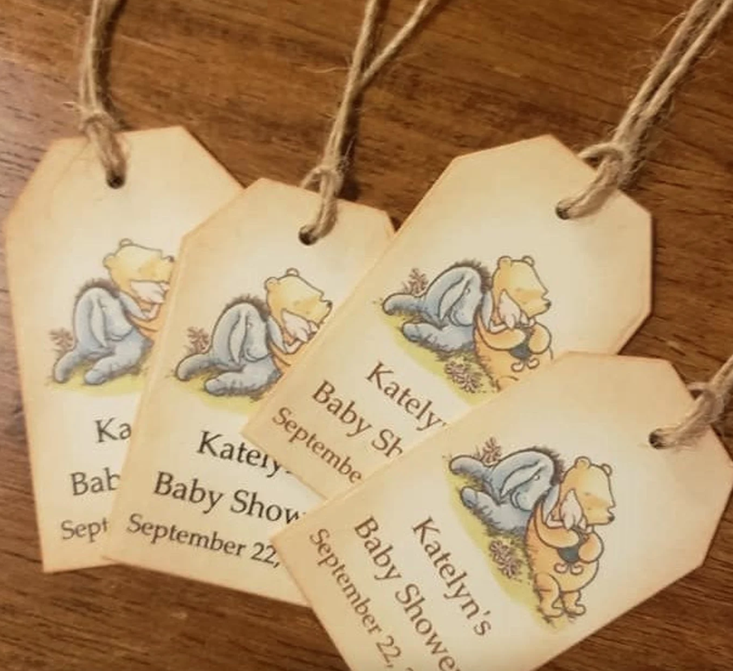 Winnie the Pooh baby shower favor tags