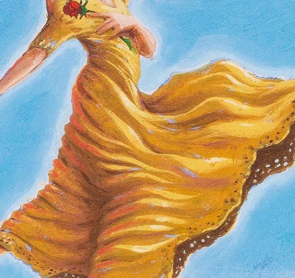 an illustration of someone wearing a yellow dress
