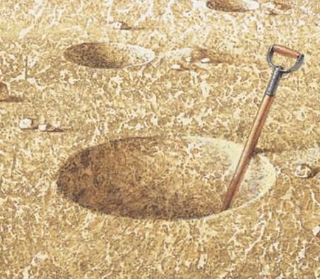 illustration of a hole with a shovel in it