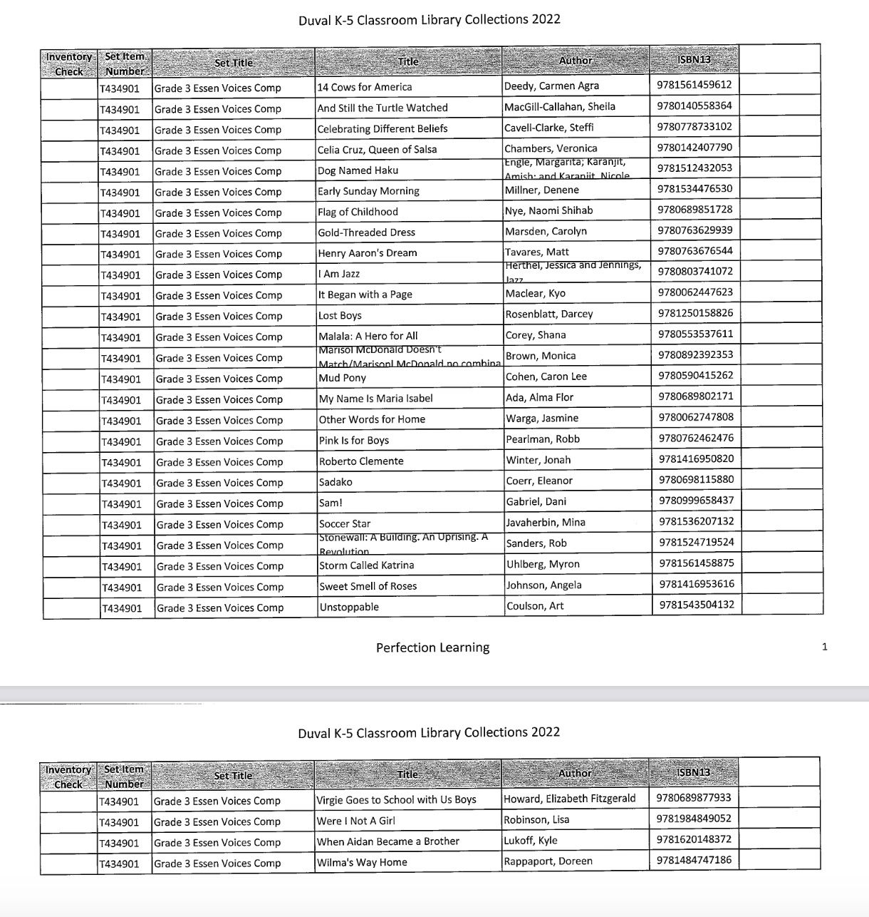 Titles removed from DCPS.