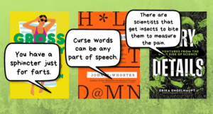 a collage of covers with speech bubbles containing the facts listed on top