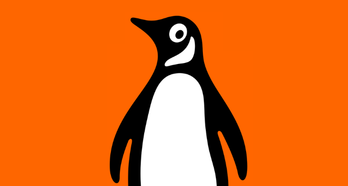 the logo of Penguin Random House: a penguin on an orange background