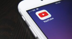 smartphone with YouTube app icon
