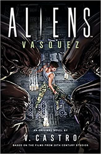cover of Aliens: Vasquez by V. Castro; photo of a Latine woman holding a gun surrounded by aliens