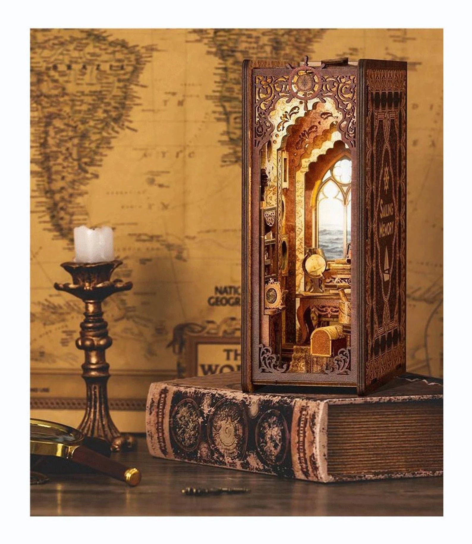 a photo of an intricate book nook