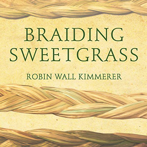 A graphic of the cover of Braiding Sweetgrass: Indigenous Wisdom, Scientific Knowledge and the Teachings of Plants by Robin Wall Kimmerer