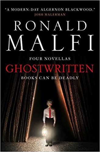 cover of Ghostwritten by Ronald Malfi; photo of a young boy in clown makeup standing in shadow