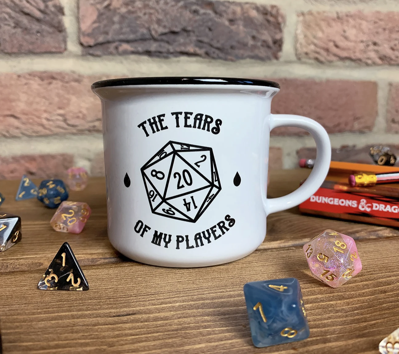 D&D Mug that reads The Tears of My Players