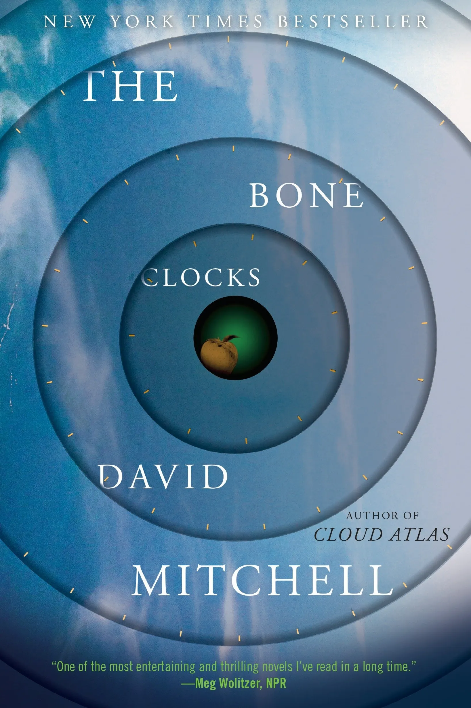 A graphic of the cover of The Bone Clocks by David Mitchell