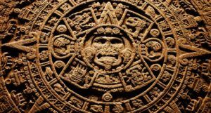 closeup of Pedra del Sol, the Aztec stone calendar