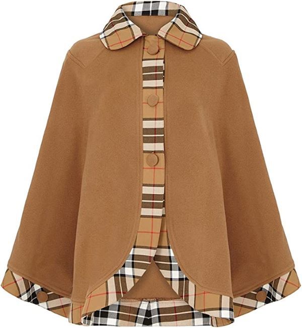 brown wool and plaid cape