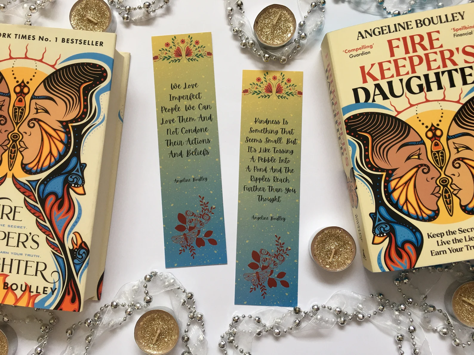 Two bookmarks with quotes from the book Firekeeper's Daughter