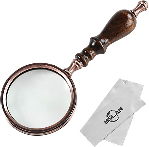 magnifying glass and cleaning cloth
