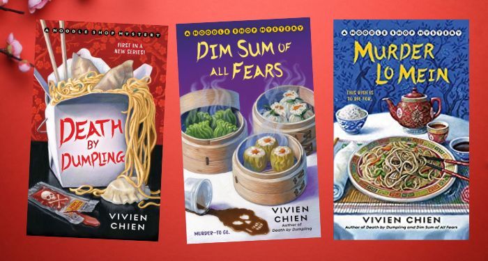 covers of three of Vivien Chien's Noodle shop mysteries books