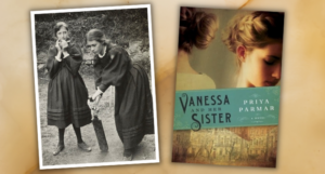 a photo of Vanessa Bell and Virginia Woolf as kids with the cover of Vanessa and her Sister