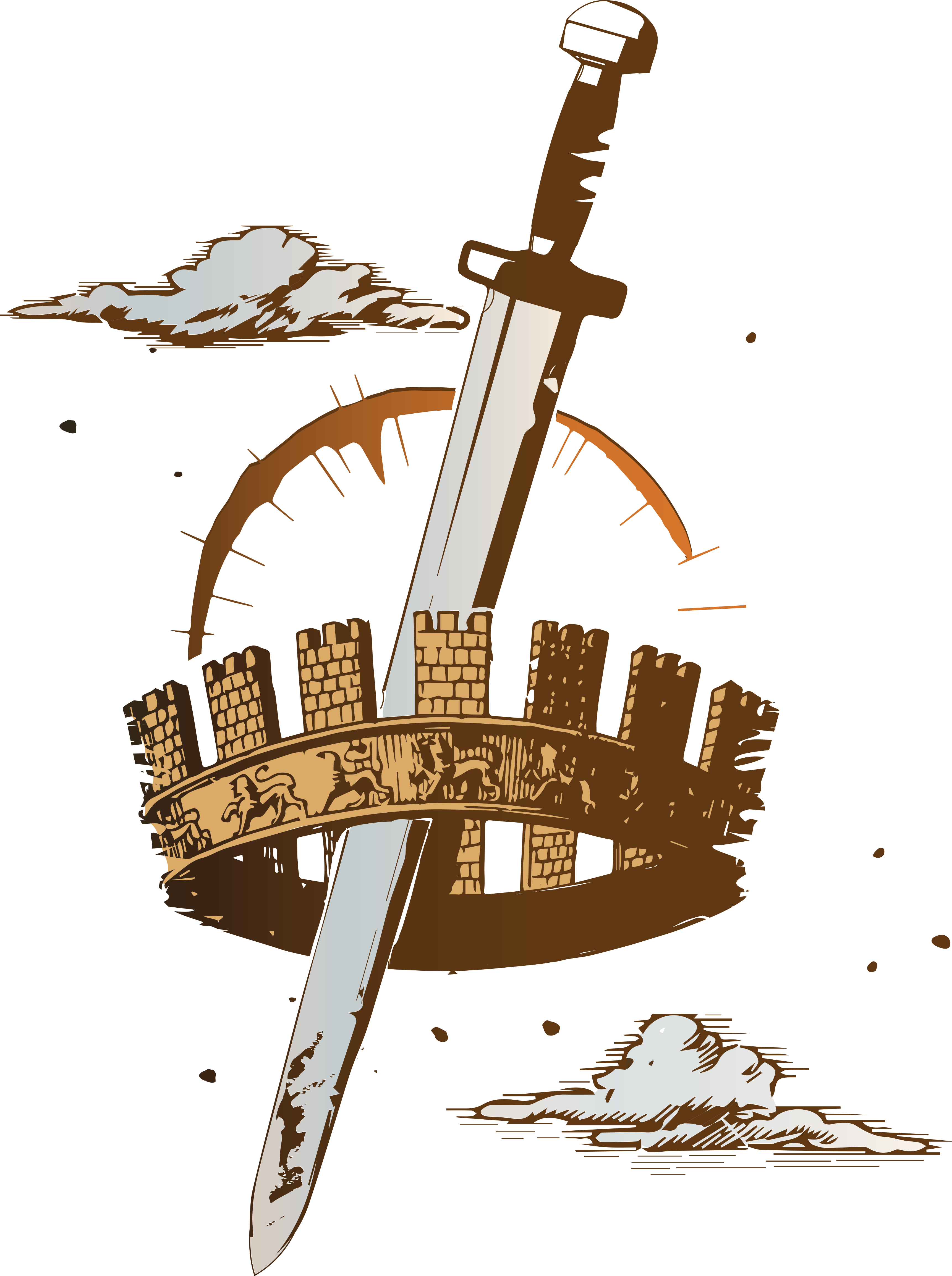 Fantasy contest graphic of a sword going through a crown