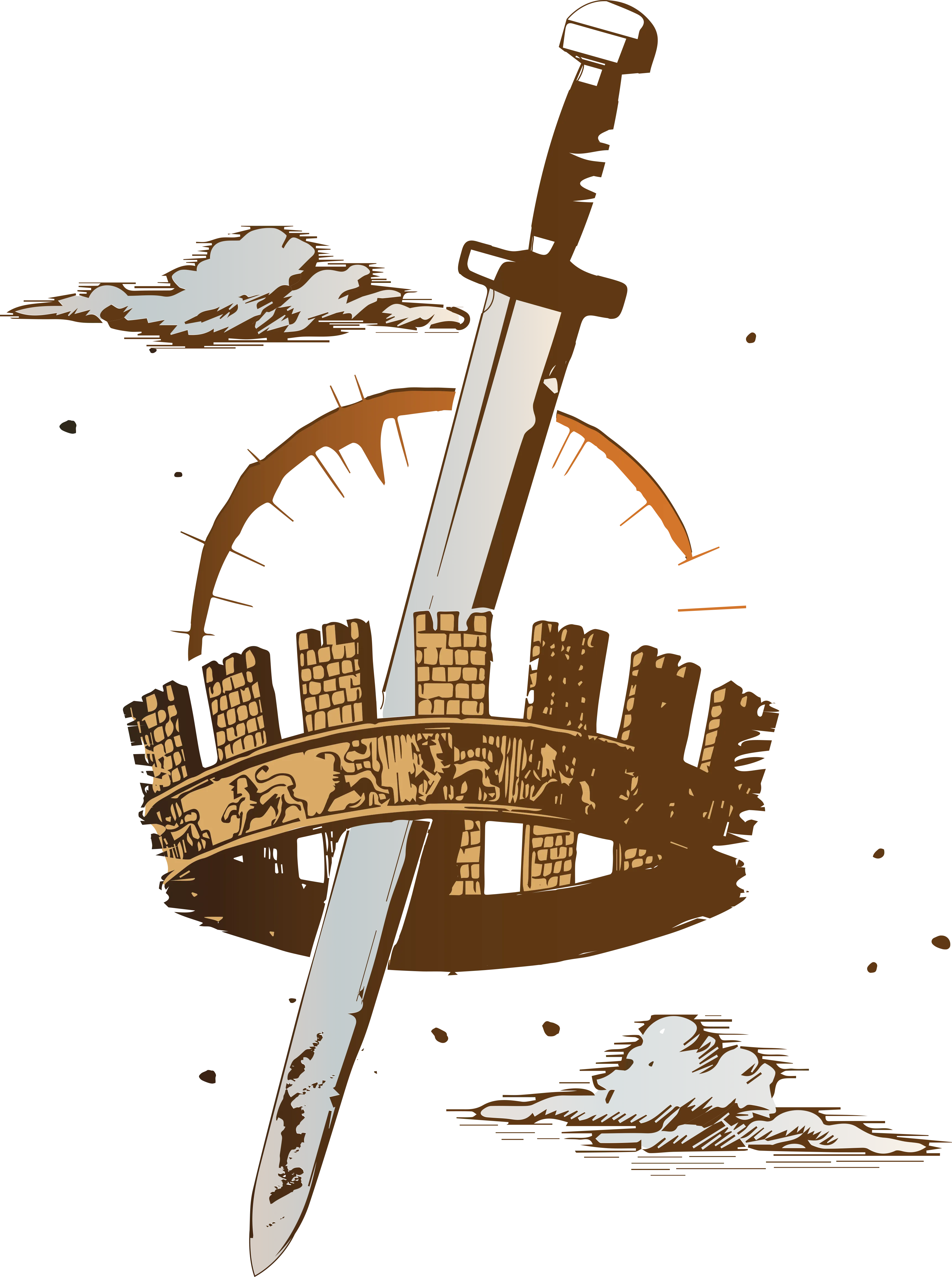 Fantasy contest graphic of a sword going through a crown
