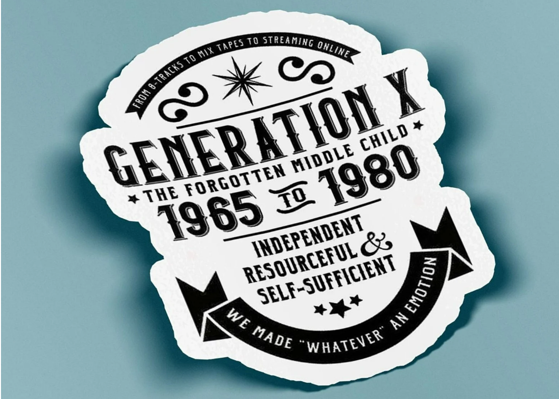 Sticker calling Generation X the forgotten middle child