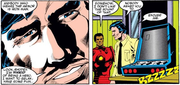 Tony Stark says he wants to "relax," implying that Rhodey should keep the Iron Man armor.