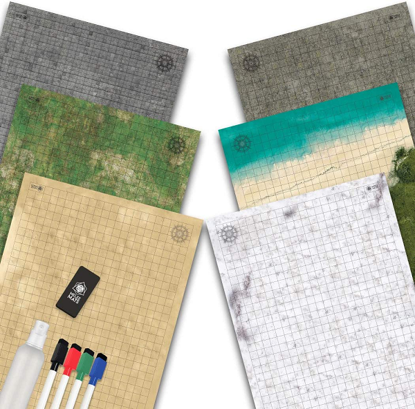 battle grid game mat 3 pack double-sided