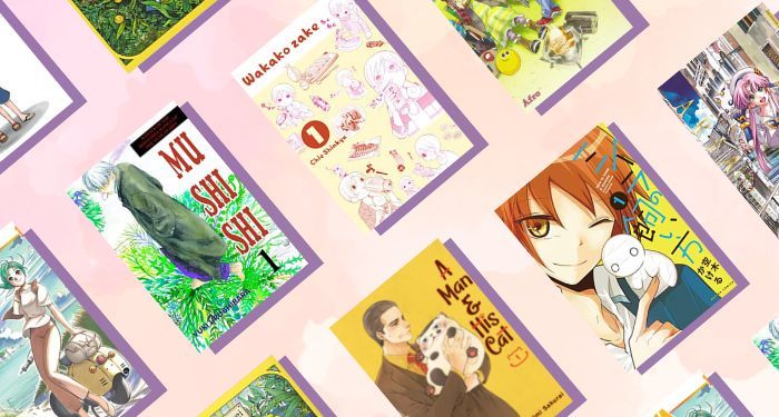 collage of 8+ covers of iyashikei manga