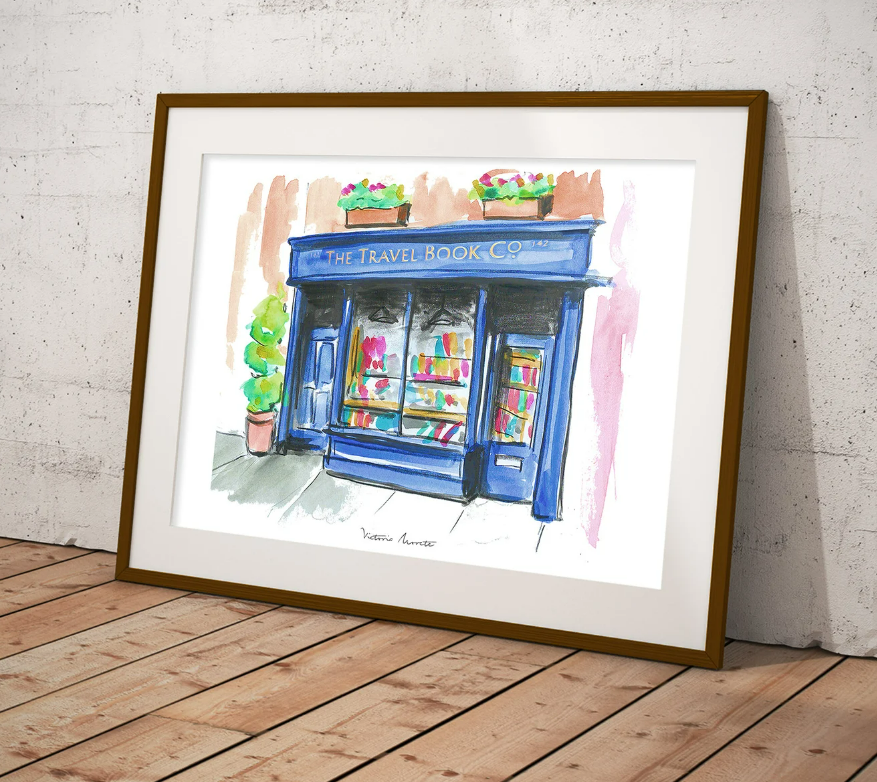 art showing the bookstore from the film Notting Hill
