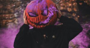 pumpkin head purple smoke