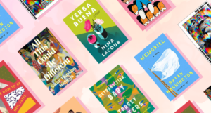 a collage of the covers listed against a pink background