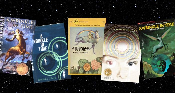 several editions of a wrinkle in time covers