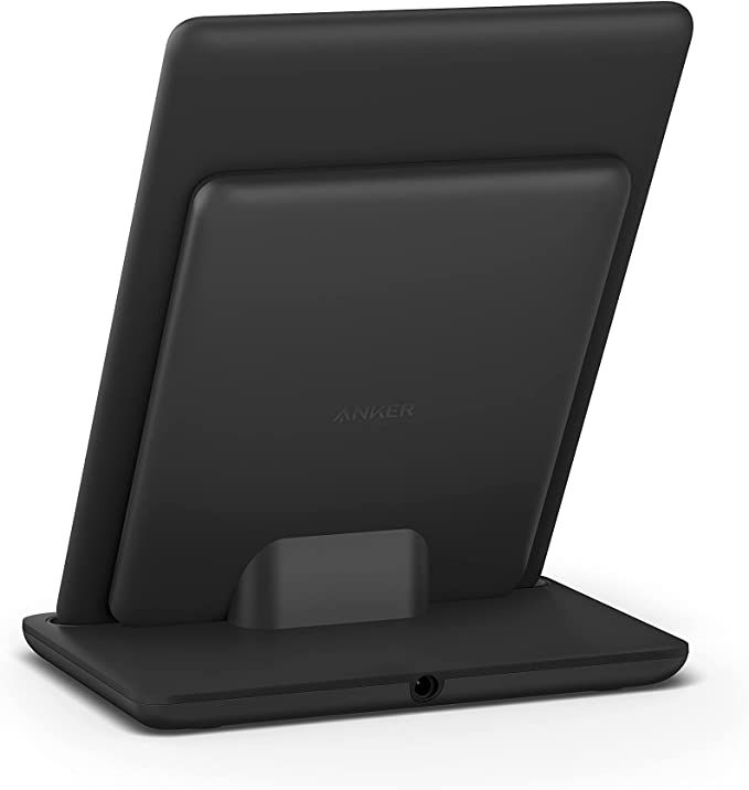 A sleek black stand for a Kindle Paperwhite Signature Edition.